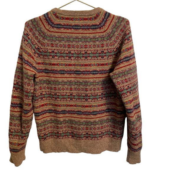 J. Crew Fair Isle Lambswool Crewneck Sweater Honey Beige Medium - Picture 5 of 8
